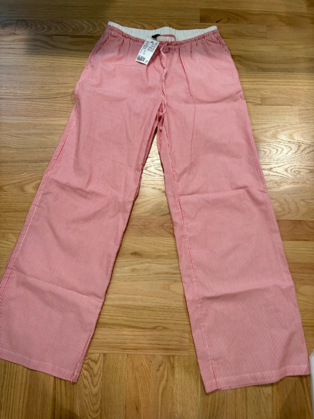 H&M Women’s NWT Red n White stripe cotton pants Sz XS